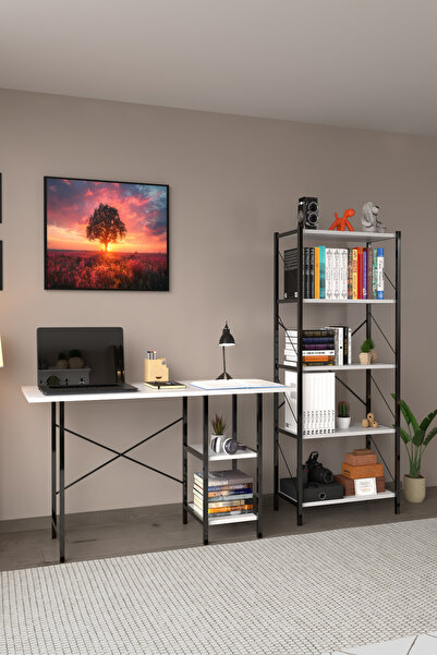 AWOX Çalışma Masası ve Kitaplık Seti İkili Çalışma Odası Set