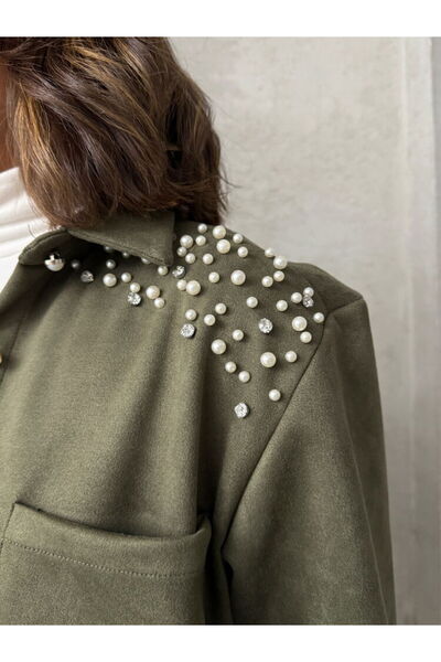 369 etnik butik Women's Pearl Detailed Buttoned Long Sleeve Shirt