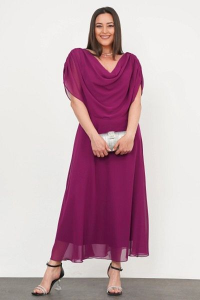 OPHIRA Elegant Plus-Size Dress in Flowing Purple Chiffon