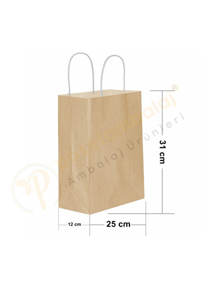CarpCorn Naturel Kraft Çanta Orta Boy 25x12x31 cm 25 Adet