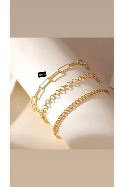 derokas Set of 3 Real 316 L Steel Tarnish-Free Bracelets, Elegant and Stylish, New, Suitable for Use in the Sea and Pool