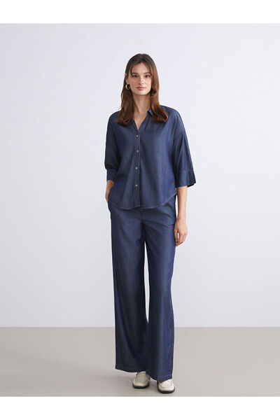 LC Waikiki Indigo Elastic Waist Wideleg Women's Jean Trousers