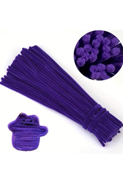 iğne izi 100 buc Chenille, Chenille educațională, Sârmă păroasă, Sârmă de pluș, Chenille de catifea, Material de lucru manual 30 cm violet