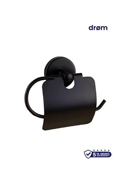 drom Prim-A Black Wide Lid Paper Holder - Matte Black Modern Toilet Paper Holder