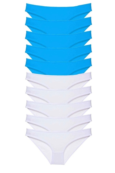 No8 Home 10 Pieces Super Eco Set Lycra Women's Slip White Blue