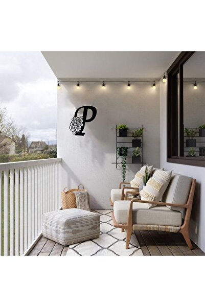 Lucenda Işıklı Kişiye Özel Çiçekli P Harf Dekoratif Tablo Balkon Duvar Dekorl...