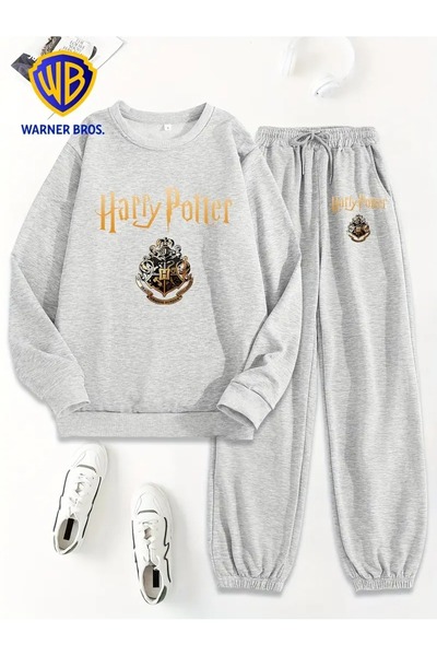 QUEENSTOWN Unisex Chest Harry Potter Printed Oversize Crew Neck Tracksuit Set
