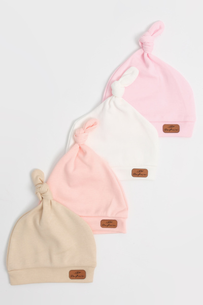 lilico قبعة سلمون مسطحة باللون الوردي والأبيض والبيج لحديثي الولادة