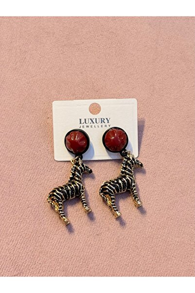 BETTY Zebra Figürlü Gold Detay Küpe