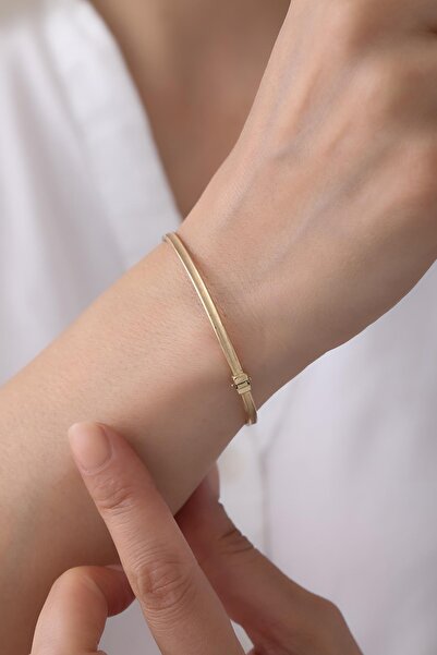 Tufanlar Kuyumculuk 14 Ayar Desenli Düz Altın Kelepçe