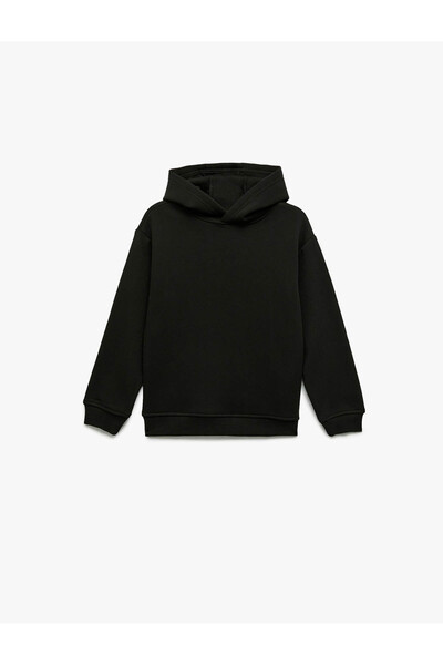 Koton Oversize Hooded Black Boy's Sweatshirt 6Wkb10112Tk