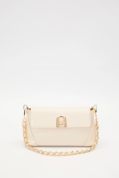 Levidor Logo Detay Omuz Çantası Krem Rugan