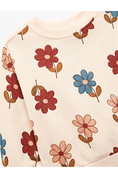 Koton Φούτερ για κοριτσάκι με λουλουδάτο σχέδιο σε ροζ χρώμα 6Wmg10050Ak