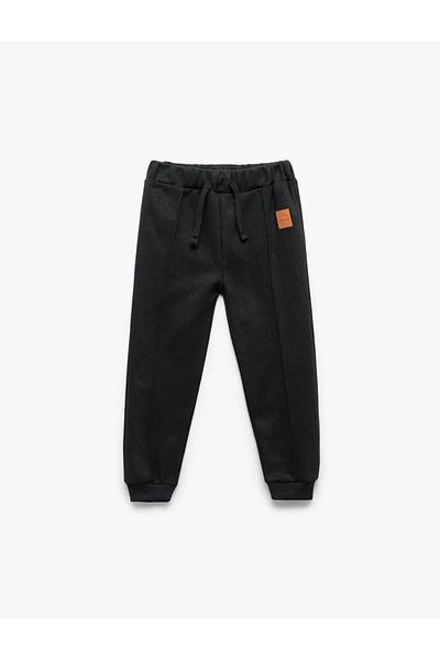 Koton Basic Jogger Black Boy's Sweatpants with Elastic Waist and Pockets 6Wmb40036Tk