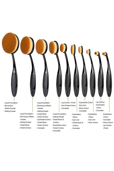 Professional Oval Makeup Brush 10pc Set Foundation/Powder Brush kit Beauty Blender Blush Brush Cosmetic Tool