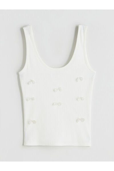 LC Waikiki Quality Parts from Celebi Store |   U Neckline Beaded Bow Blouse