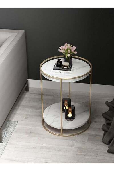 Generic Side table 40 x 55 cm - white and gold
