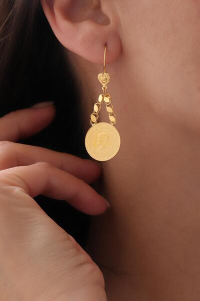 Tufanlar Kuyumculuk 22 Ayar Çeyrekli Pullu Altın Küpe