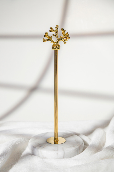 RUBİ PORSELEN 32 cm Coral Figured Paper Towel Holder with Marble Base
