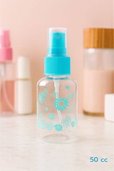 ARVALE 2 Adet Çiçekli Boş Sprey Şişe – Parfüm, Dezenfektan ve Kozmetik İçin Mavi 50 cc