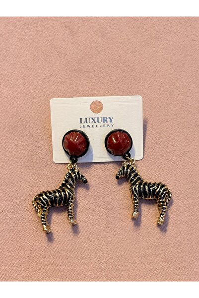 BETTY Zebra Figürlü Gold Detay Küpe