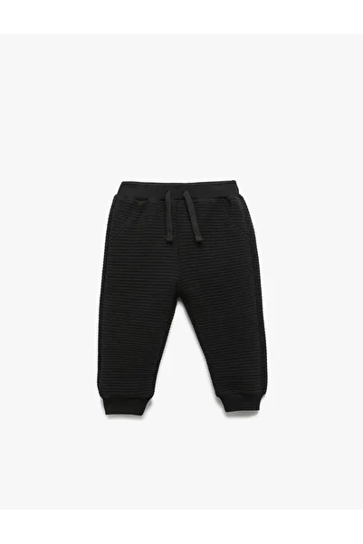 Koton Cotton Lace-Up Basic Jogger Black Baby Boy Sweatpants 6Wmb40016Tk