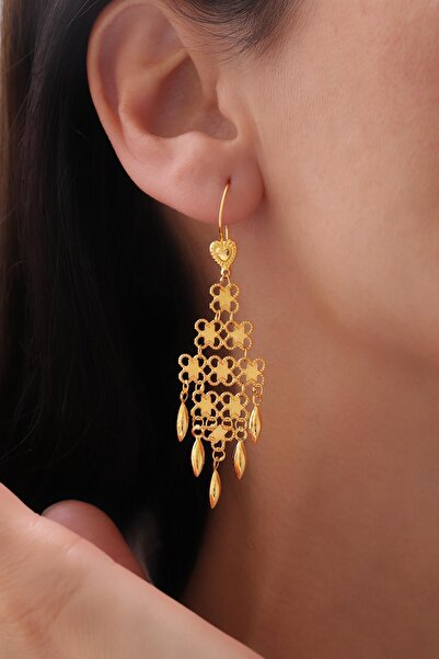 Tufanlar Kuyumculuk 22 Ayar Sarkaç Hint Altın Küpesi