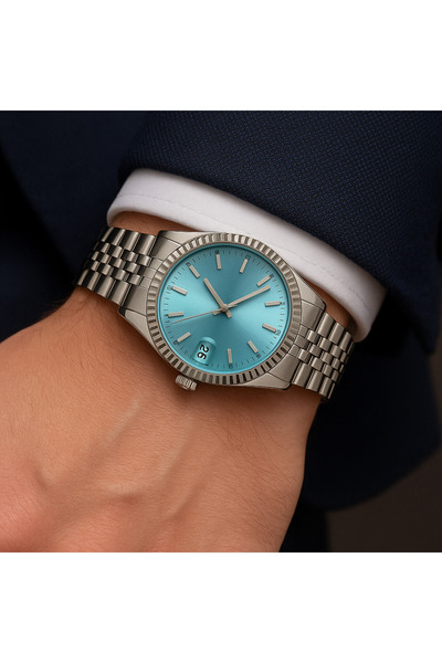 LOOQ ساعة يد رجالية بتصميم أنيق من الفولاذ مع تقويم