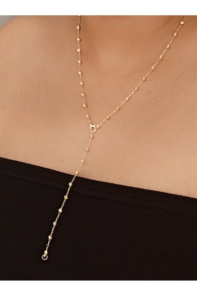 Ödül Moda Brass Gold Dorika Chain Y Necklace 60cm