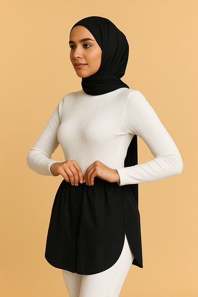 mirach Open Sides U Model Shirt Skirt Buttoned Cotton Modern Design for Stylish and Comfortable Use