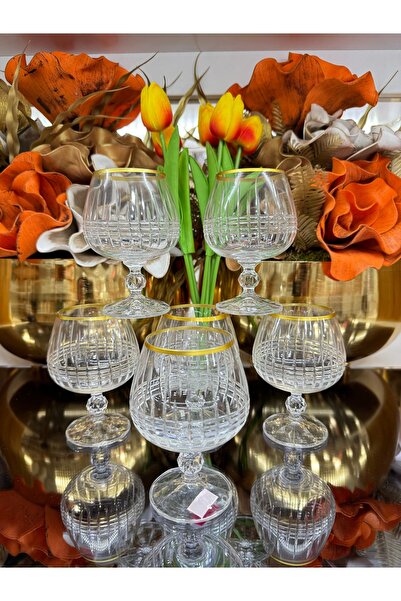 EVRA Bohemia Kristal Altın Yaldızlı Lizbon Model Kahve Yanı Su Bardağı 250cc