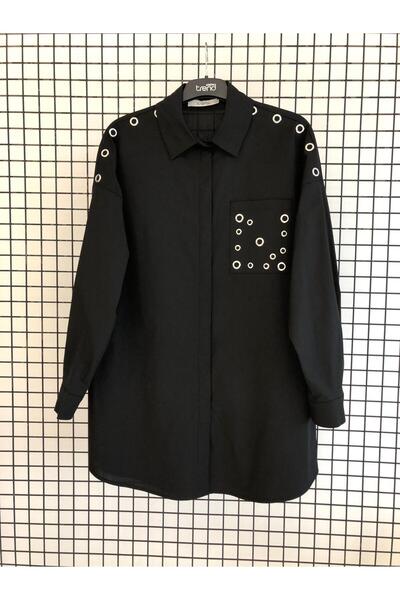 Armine Stone Detailed Hidden Button Shirt Autumn-Winter