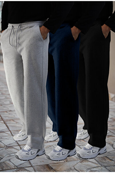 mw memowear Unisex Μαύρο-Γκρι-Ναυτικό Σετ 3 τεμαχίων από πλεκτό ύφασμα 2 κλωσ...