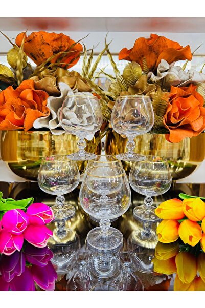 EVRA Bohemia Kristal Altın Yaldızlı Kahve Yanı Su Bardağı 250cc