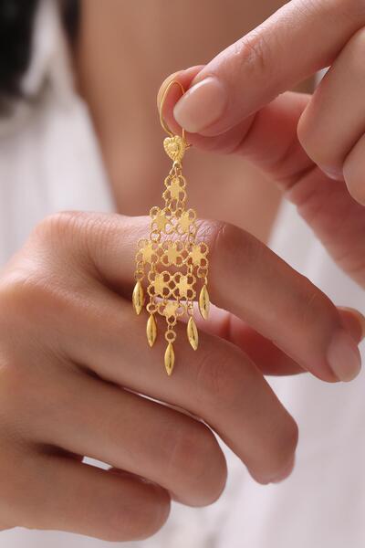 Tufanlar Kuyumculuk 22 Ayar Sarkaç Hint Altın Küpesi