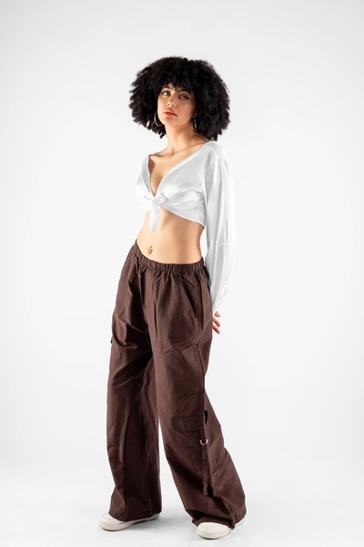 Bak Moda Premium Parachute Brown Cargo Pants with Pocket Detail