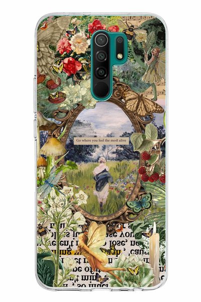 TechTree Redmi 9 Compatible Green Nature Transparent Silicone Case