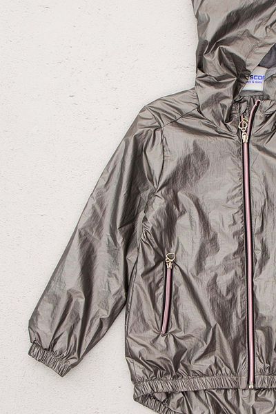 ww waka waka kids store Shiny Fabric Lined Hooded Zipper Pocket Girl's Raincoat - 9 Years