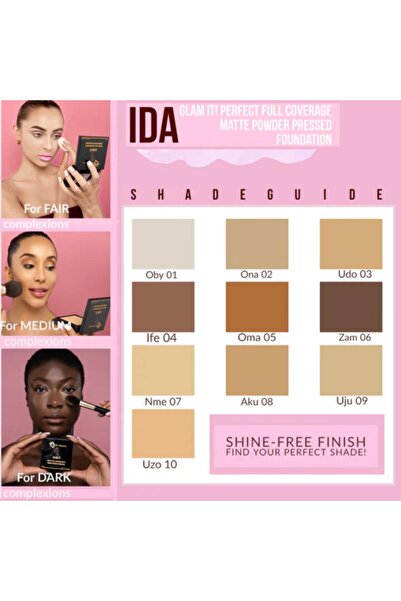 IDA Beauty Glam It! Perfect Powder Pressed Foundation |Lightweight |Cruelty-Free (UJU 09, 12g)