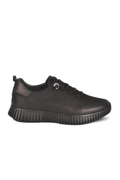 Venüs Black Nubuck Genuine Leather Women's Casual Shoes 25405003K Z