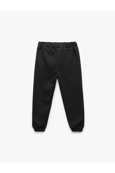 Koton Basic Jogger Black Boy's Sweatpants with Elastic Waist and Pockets 6Wmb40036Tk