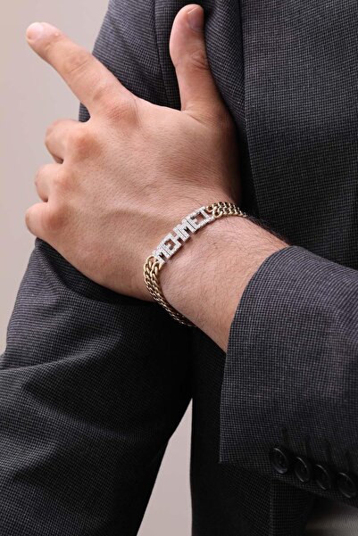 Tufanlar Kuyumculuk 14 Ayar Gurmet İsimli Altın Erkek Bileklik