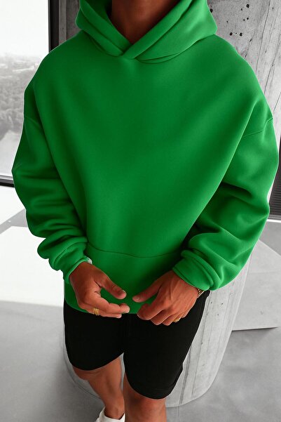 BENROMA سترة رياضية بقلنسوة للجنسين مصنوعة من القطن الممشط بثلاث خيوط