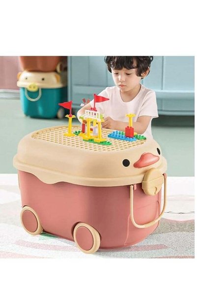 Generic Kids Toy Storage Box, Plastic Baby Clothing Organizer with Wheels and...
