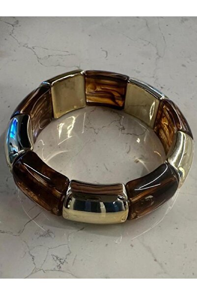 Zet Shine Kemik kahve gold lastikli bileklik