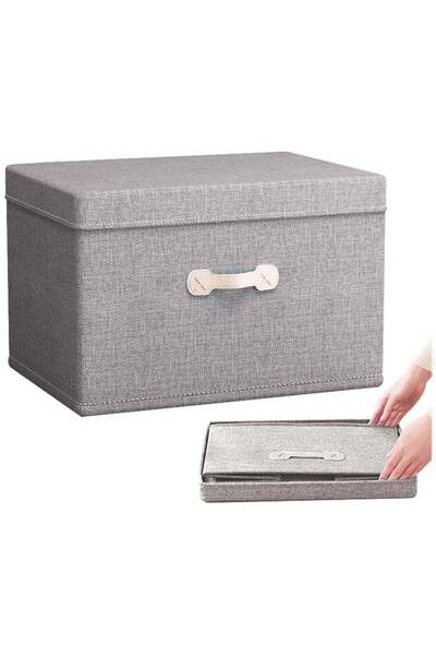 Generic Storage Bins with Lids,Large Collapsible Foldable Linen Fabric Storag...