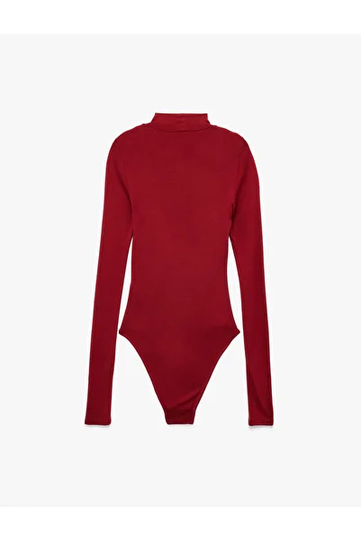 Koton Viscose Fabric Slim Fit Long Sleeve Stand Collar Bodysuit