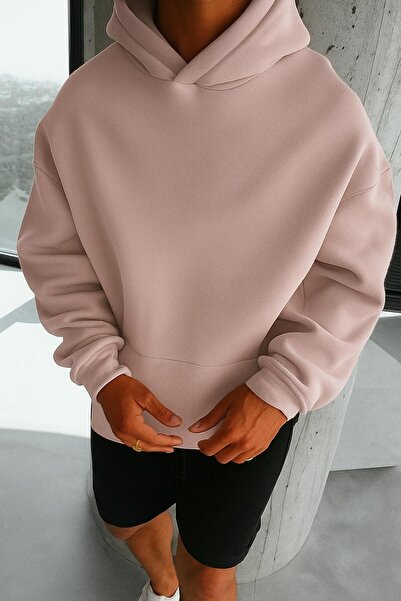 BENROMA سترة رياضية بقلنسوة للجنسين مصنوعة من القطن الممشط بثلاث خيوط