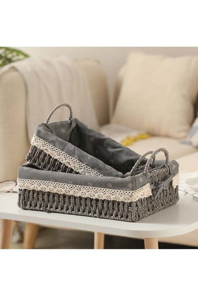 Generic Set of 2 Eco-Friendly Handwoven Storage Baskets with Handles – Durabl...