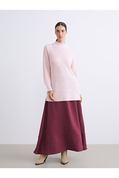 LC Waikiki Lcw modest burgundy elastic waist modal blend a-line skirt